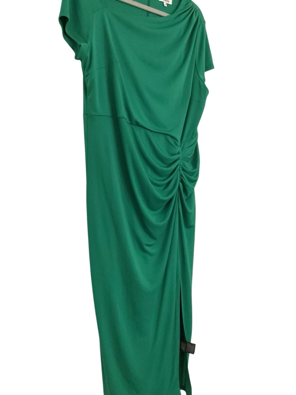 Ro & Zo Emerald Green Dress w/ Asymmetrical Neckline and Front Ruching Size 18 - Picture 5 of 7